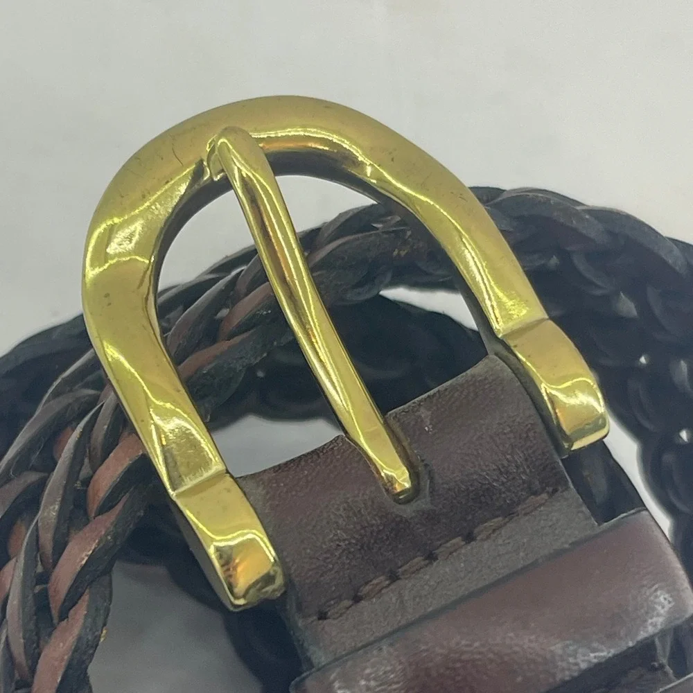 Liz Claiborne Braided Belt Womens 36 Dark Brown‎ Vintage 1999 Woven Leather